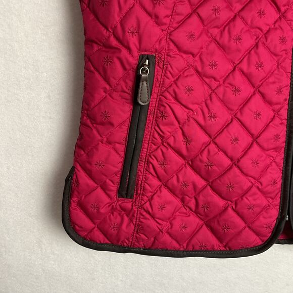 Eddie Bauer Womens Premium Goose Down Vest Full Zip Petite Medium Red - Picture 6 of 16